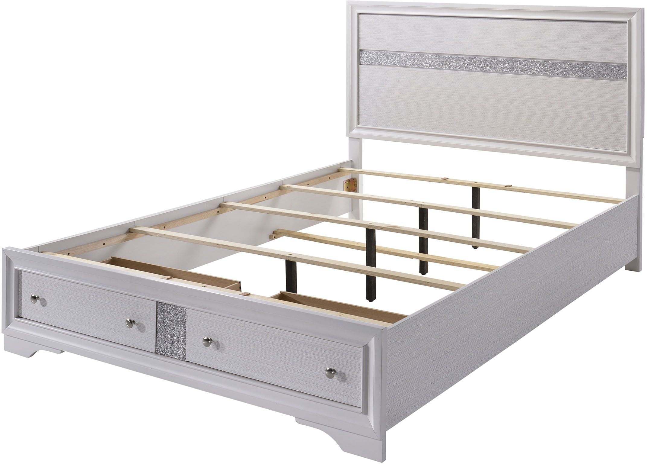 Contemporary White Color Panel Headboard 1pc Queen Size Bed w Drawers Beautiful Bedroom Furniture