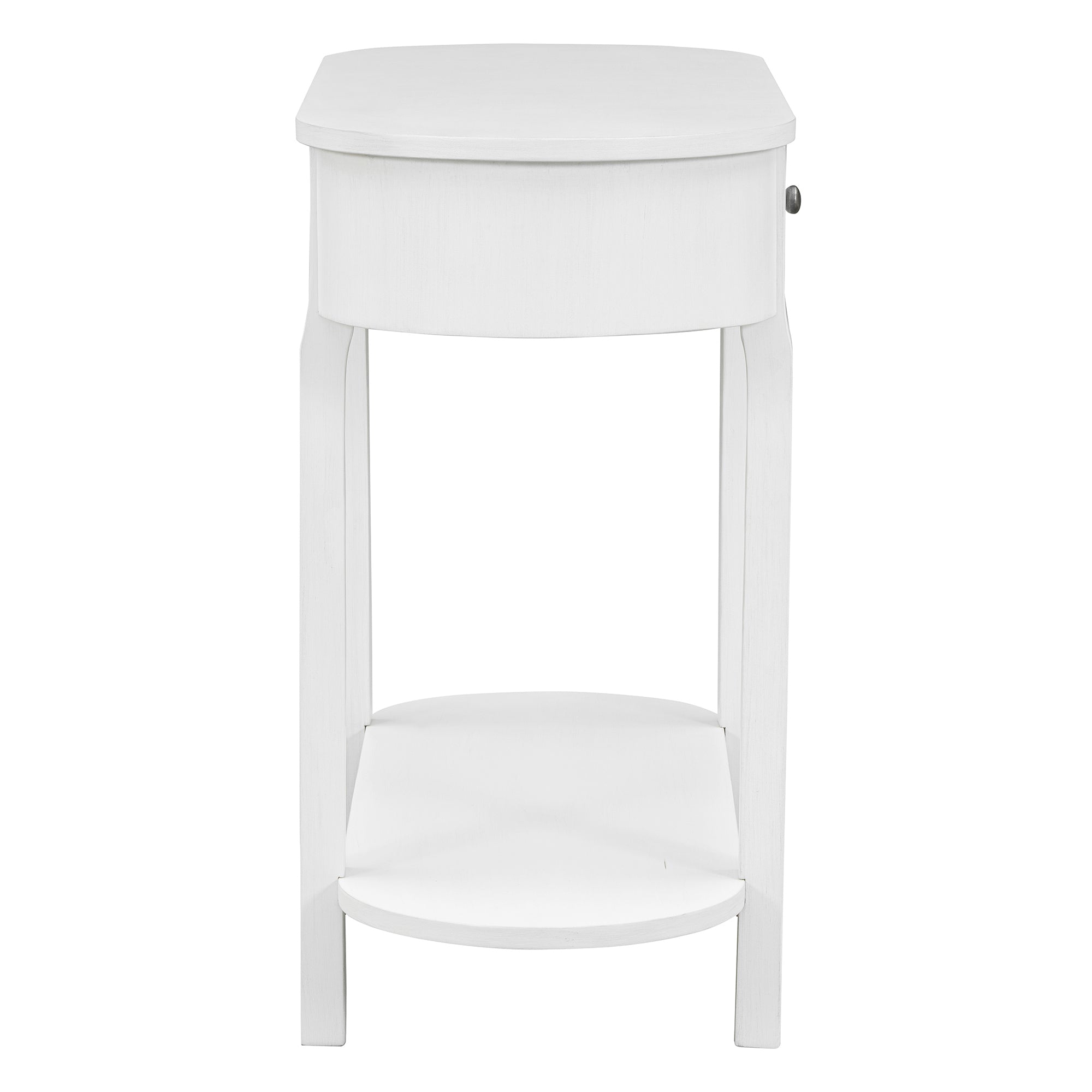 TREXM Elegant Retro Console Table with Curved Design and Smooth Glaze for Entryways, Living Rooms and hallways (Antique White)