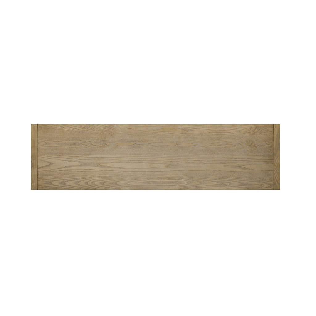 U_Style 60' 3-Door Sideboard with 3 Drawers - Modern Solid Ash Veneer MDF Sideboard, Semi-Open Shelf & Center Semi-Circular Cutout in Back Panel, Large Storage Cabinet for Living Room, Hallway, Dining