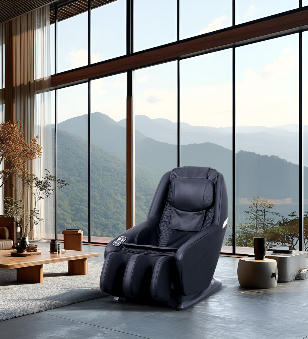 Knead Tap Shiatsu Massage Chair, Zero Gravity Full Body Black Massage Chair with Auto Modes and Airbag Massage, ABS+Steel(Q235) Frame