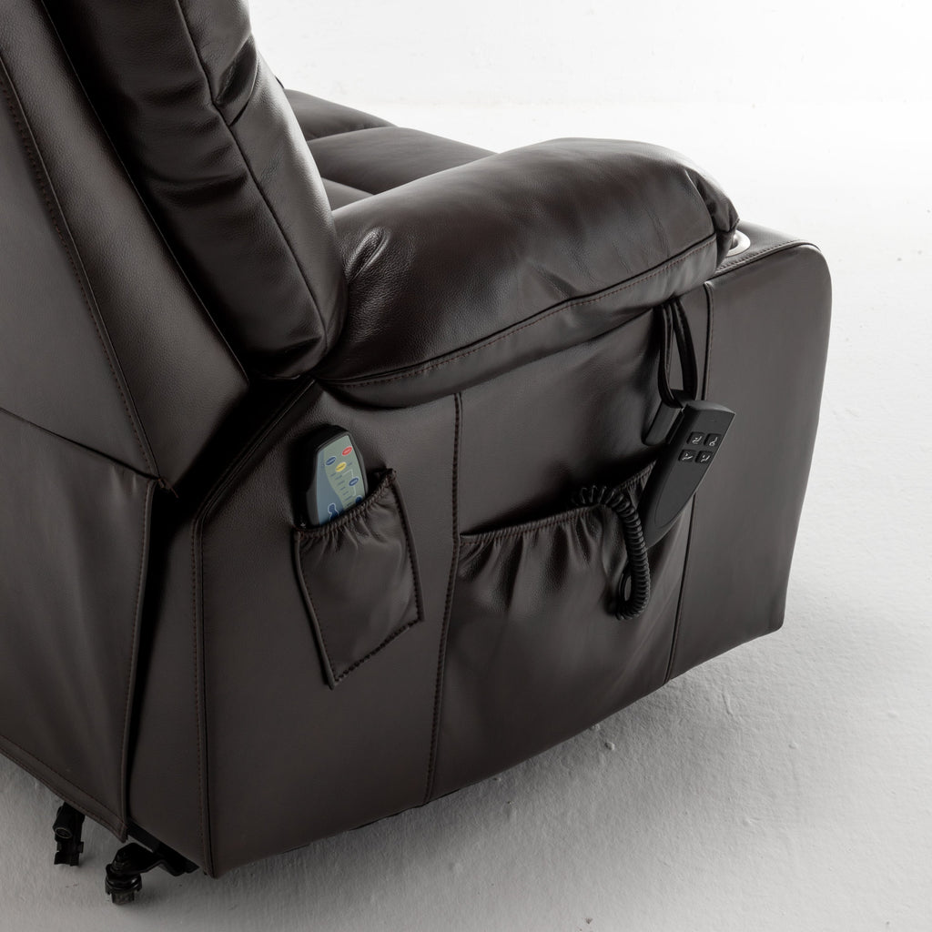 Lift Chair for Big and Tall Person with Inconvenient Legs: High Density Foam Lift Sofa with Heat and Massage, 2 Pockets, 2 Cup Holder, 2 Remote, OKIN Motor