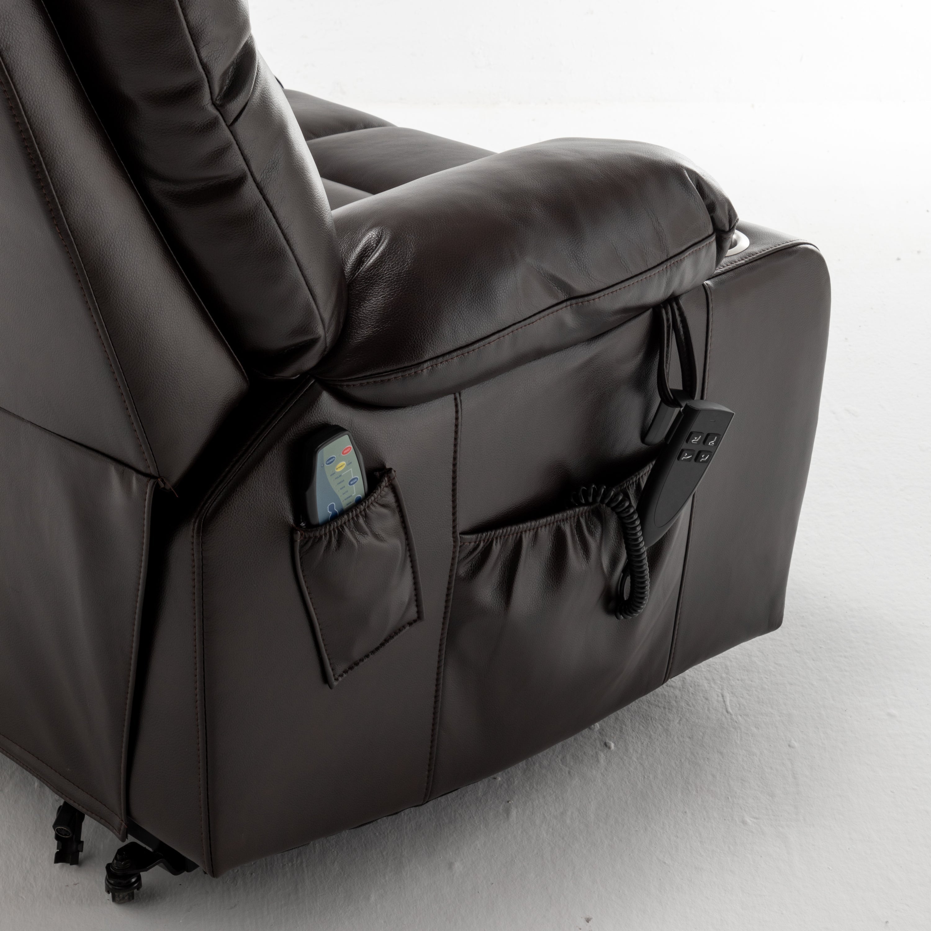 Lift Chair for Big and Tall Person with Inconvenient Legs: High Density Foam Lift Sofa with Heat and Massage, 2 Pockets, 2 Cup Holder, 2 Remote, OKIN Motor