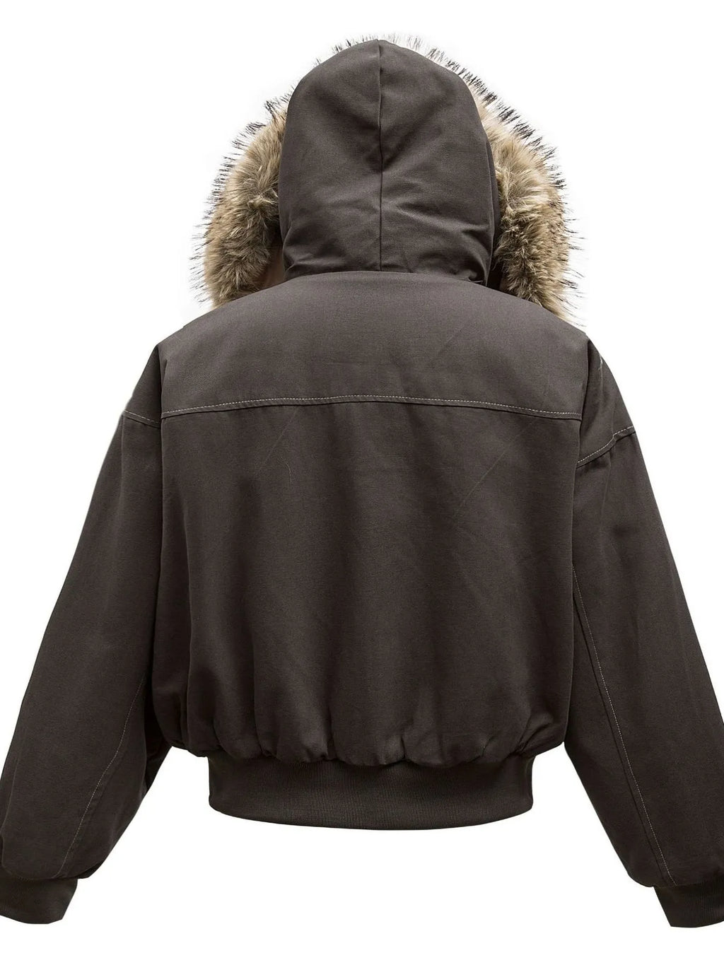 Faux Fur Hooded Zip Up Jacket