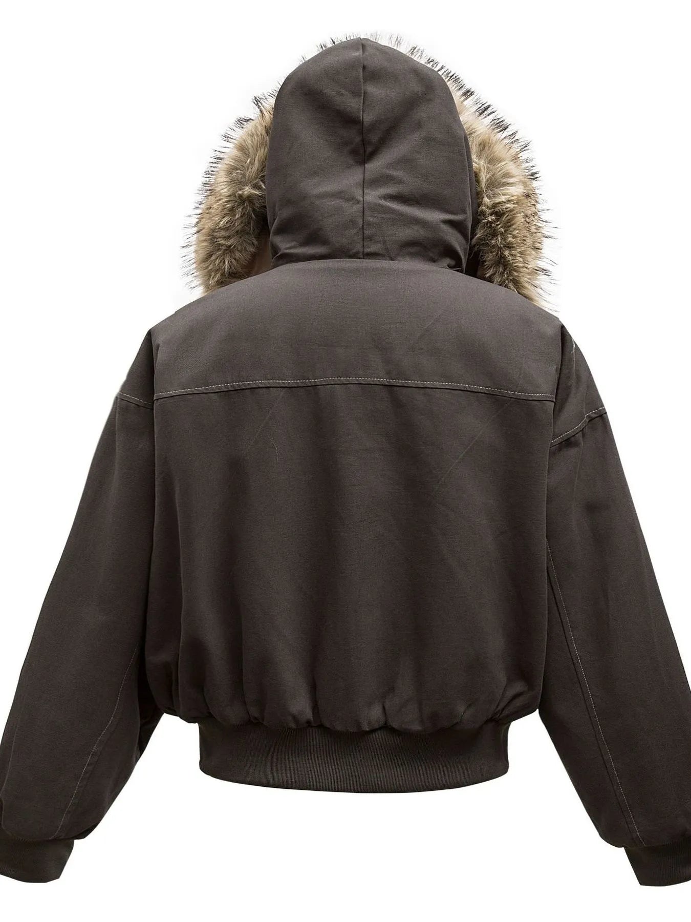 Faux Fur Hooded Zip Up Jacket
