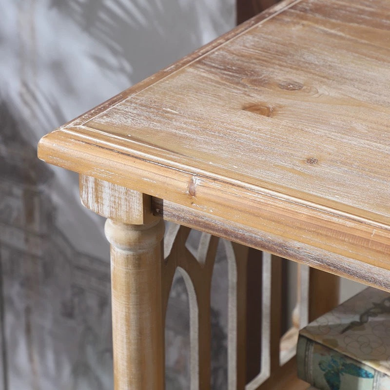 Rustic 3 - Tier Console Table with Gothic - Inspired Details, 47.24' Long Wooden Entryway Table for Living Room and Hallway
