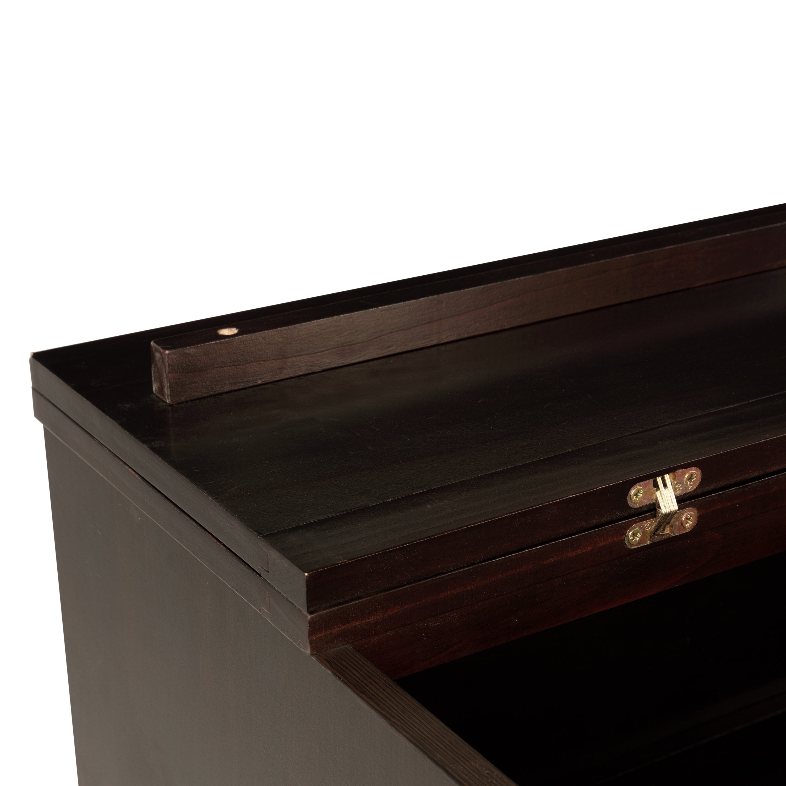 Queen Size Murphy Bed, Pine Wood Cabinet Bed with Rattan Decoration and Storage Drawer,Espresso