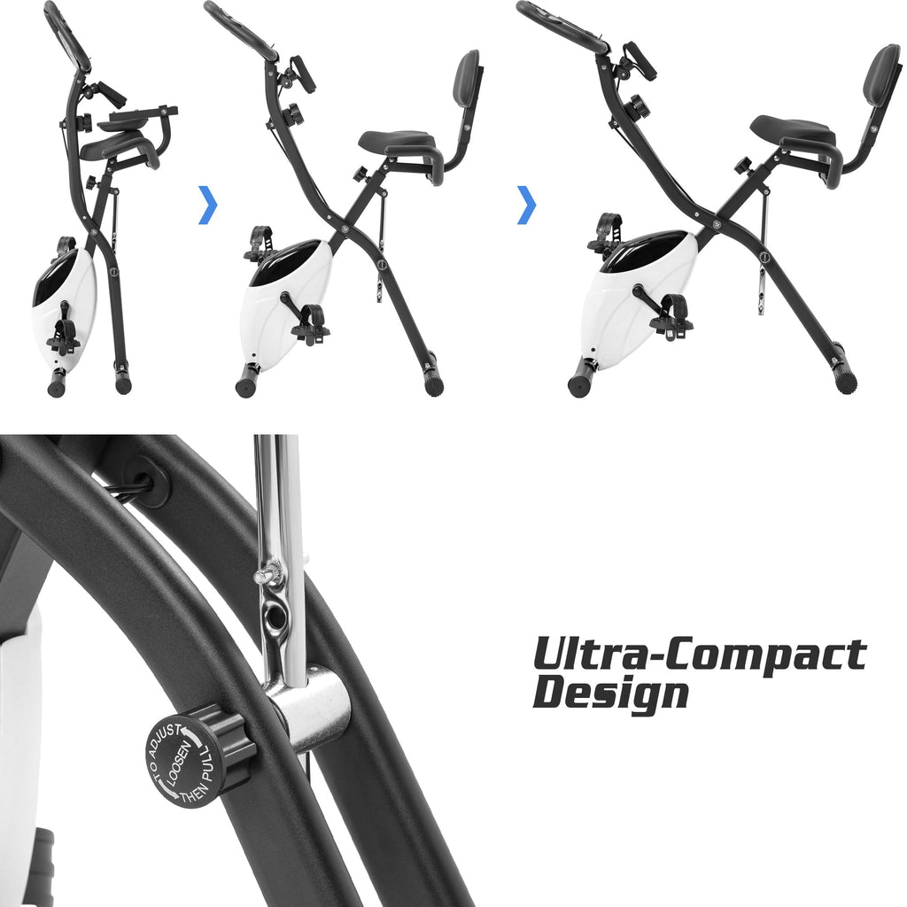 Exercise Bike,Workout Bikes for Home,Folding Stationary Bikes for Home with 16-Level Magnetic Resistance, 300LBS Capacity X-Bike Indoor Exercise Equipment with Heart Rate Sensor & LCD Monitor