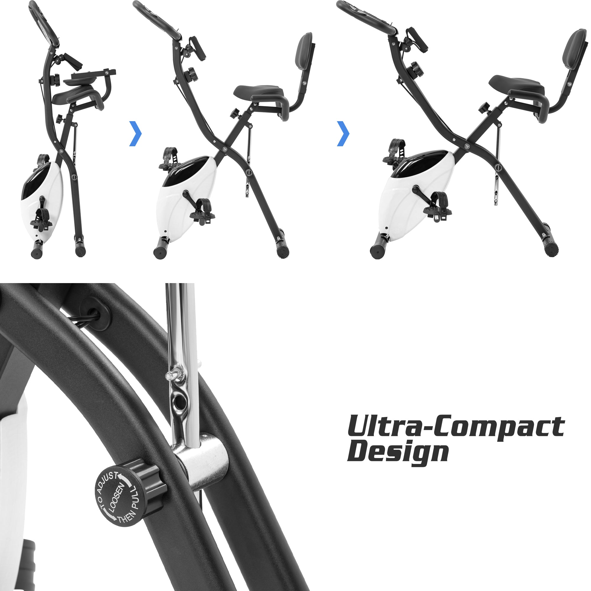 Exercise Bike,Workout Bikes for Home,Folding Stationary Bikes for Home with 16-Level Magnetic Resistance, 300LBS Capacity X-Bike Indoor Exercise Equipment with Heart Rate Sensor & LCD Monitor