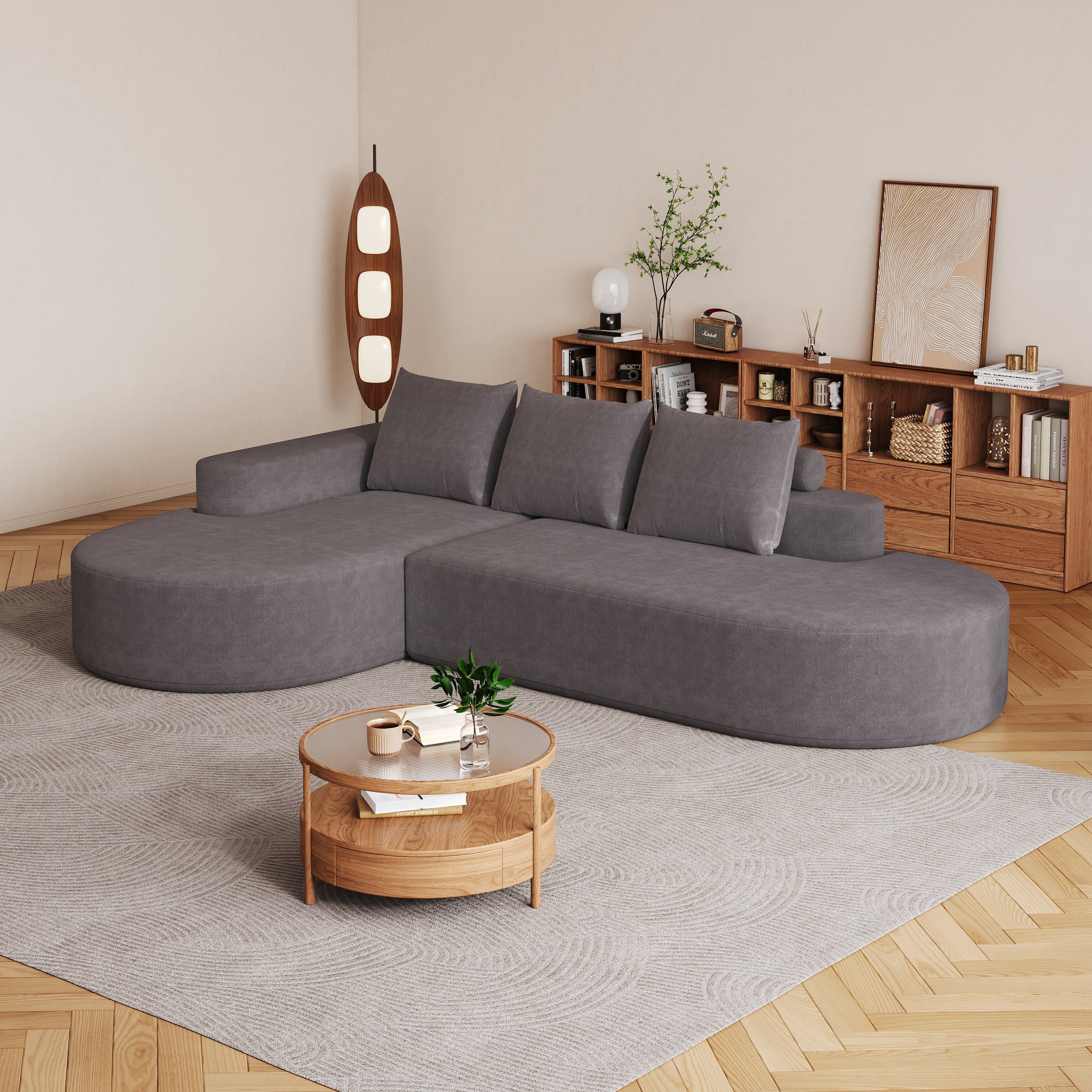 Modern Curved sofa ,Chenille Upholstered Sectional Sofa Couch Set,Modular 108.5' L Shaped Sectional Living Room Sofa Set With 3 Pillows,Free Combination Sofa Couch for Living Room,Bedroom