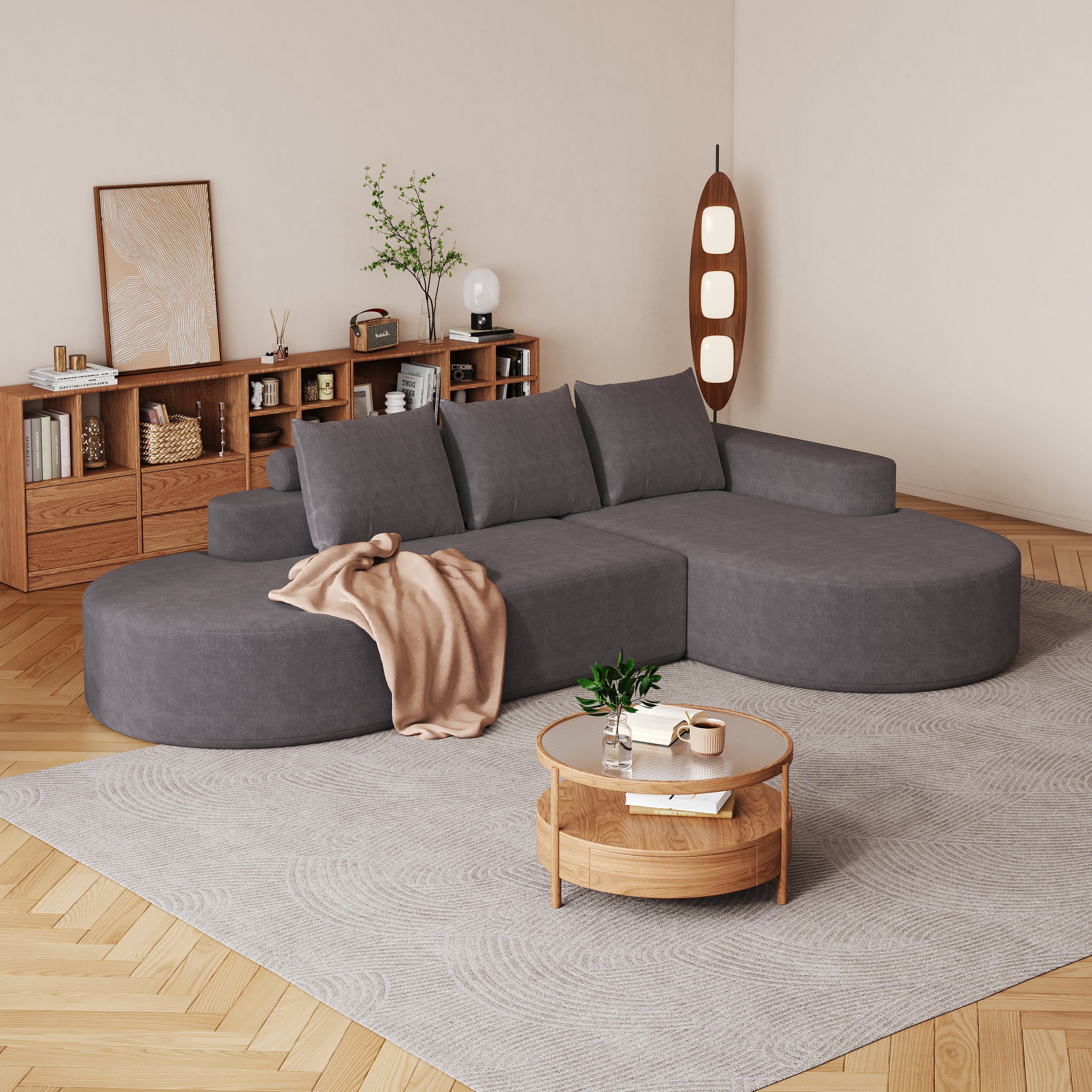 Modern Curved sofa ,Chenille Upholstered Sectional Sofa Couch Set,Modular 108.5' L Shaped Sectional Living Room Sofa Set With 3 Pillows,Free Combination Sofa Couch for Living Room,Bedroom