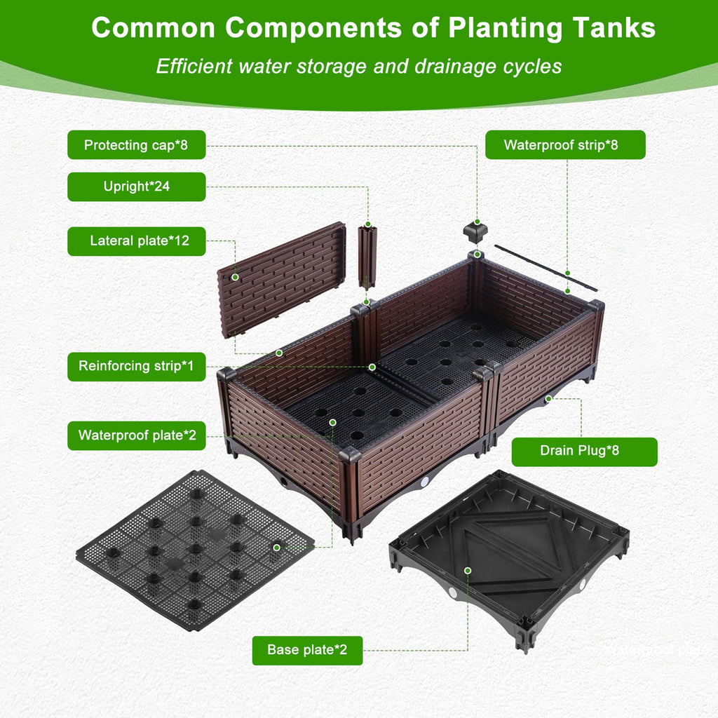 31.5x31.5x19.6in Raised Garden Beds Outdoor, Polypropylene Planter Boxes Outdoor for Vegetables, Flowers, Herbs, Garden Box with Drain Outlet, Heat and Frost Resistant Planters, 440 lbs Capacity