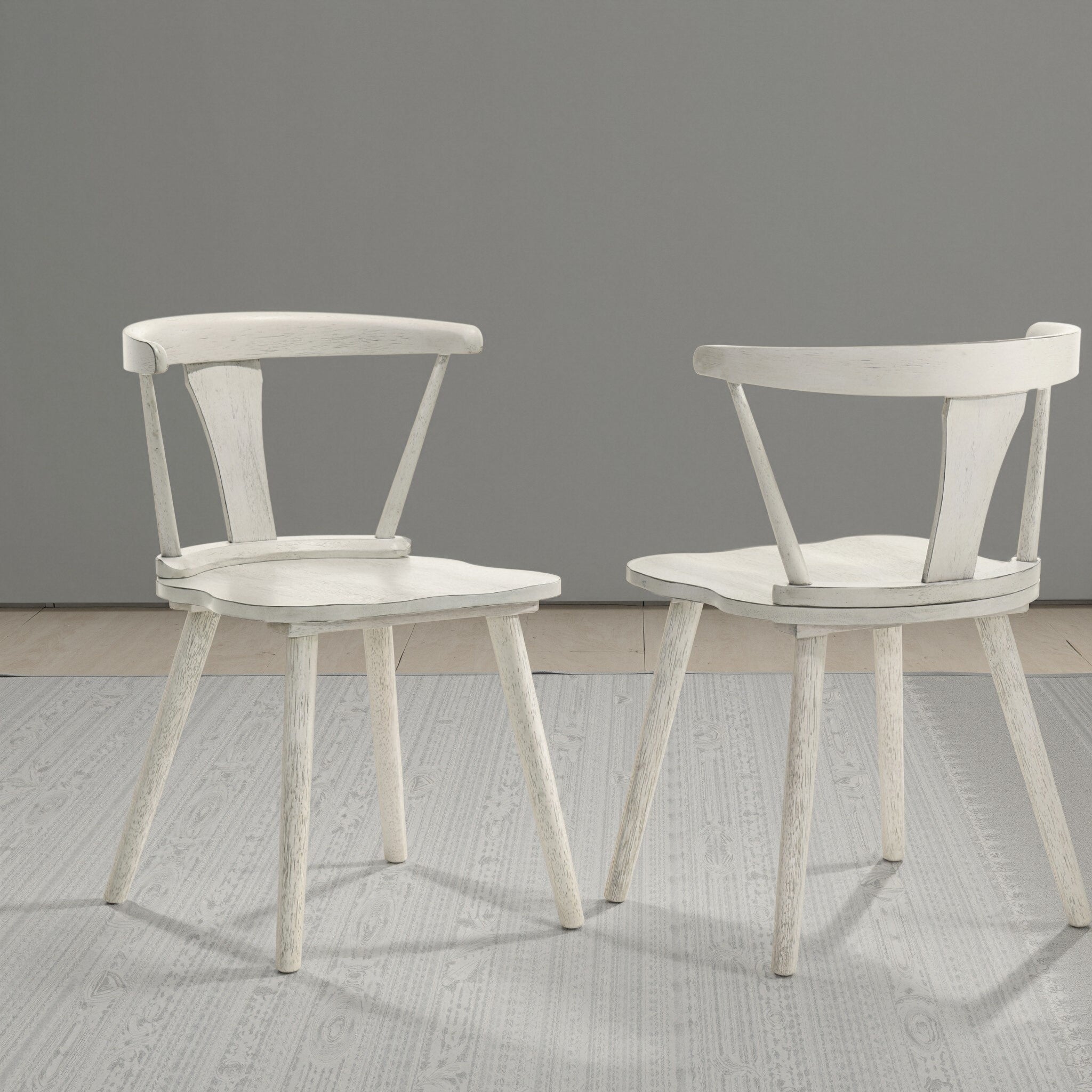 2-Piece Rustic Dining Side Chair Set, Solid Wood Frame, Farmhouse Modern Design, Easy Assembly