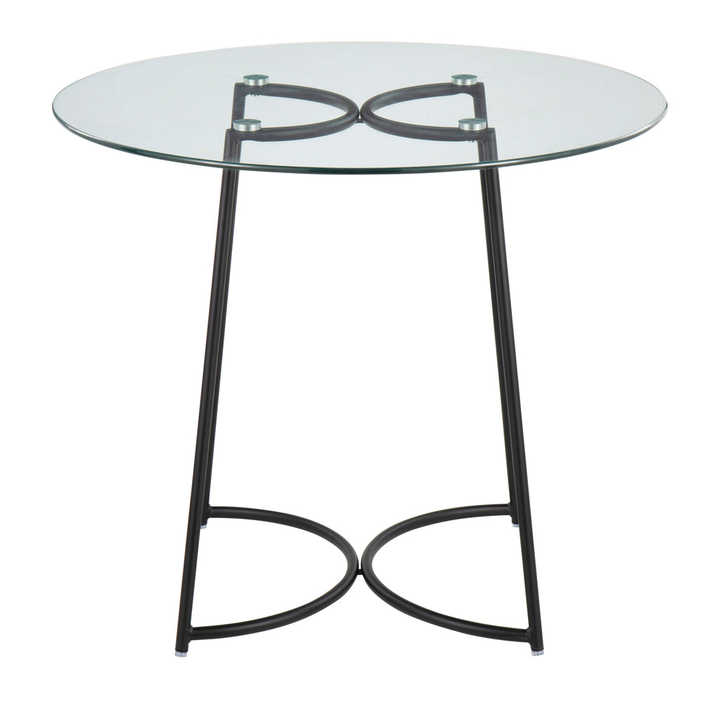 Cece Contemporary Dinette Table in Black Steel with Clear Glass Top by LumiSource
