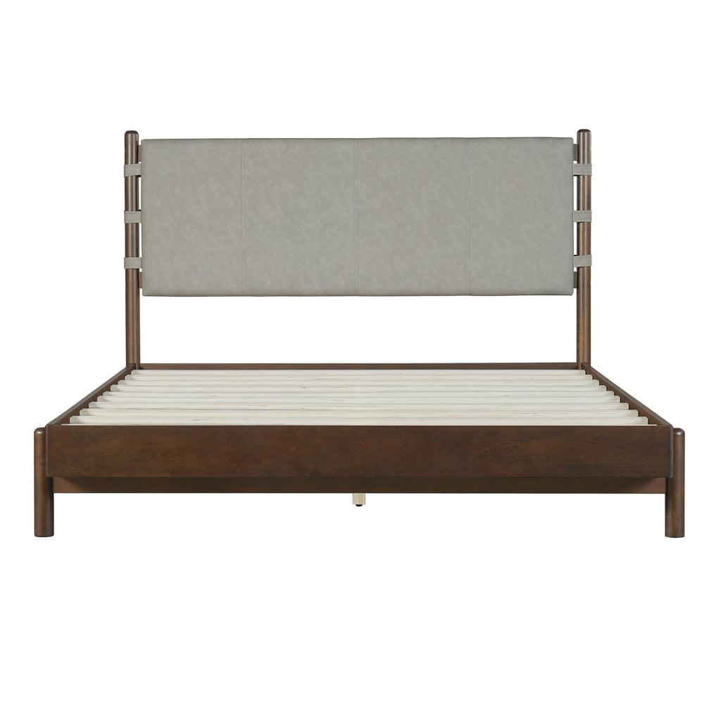 Modern Queen Bed Frame Set with 2 Nightstands, Light Gray Wood Platform Bed with Headboard and Matching Bedside Tables for Bedroom