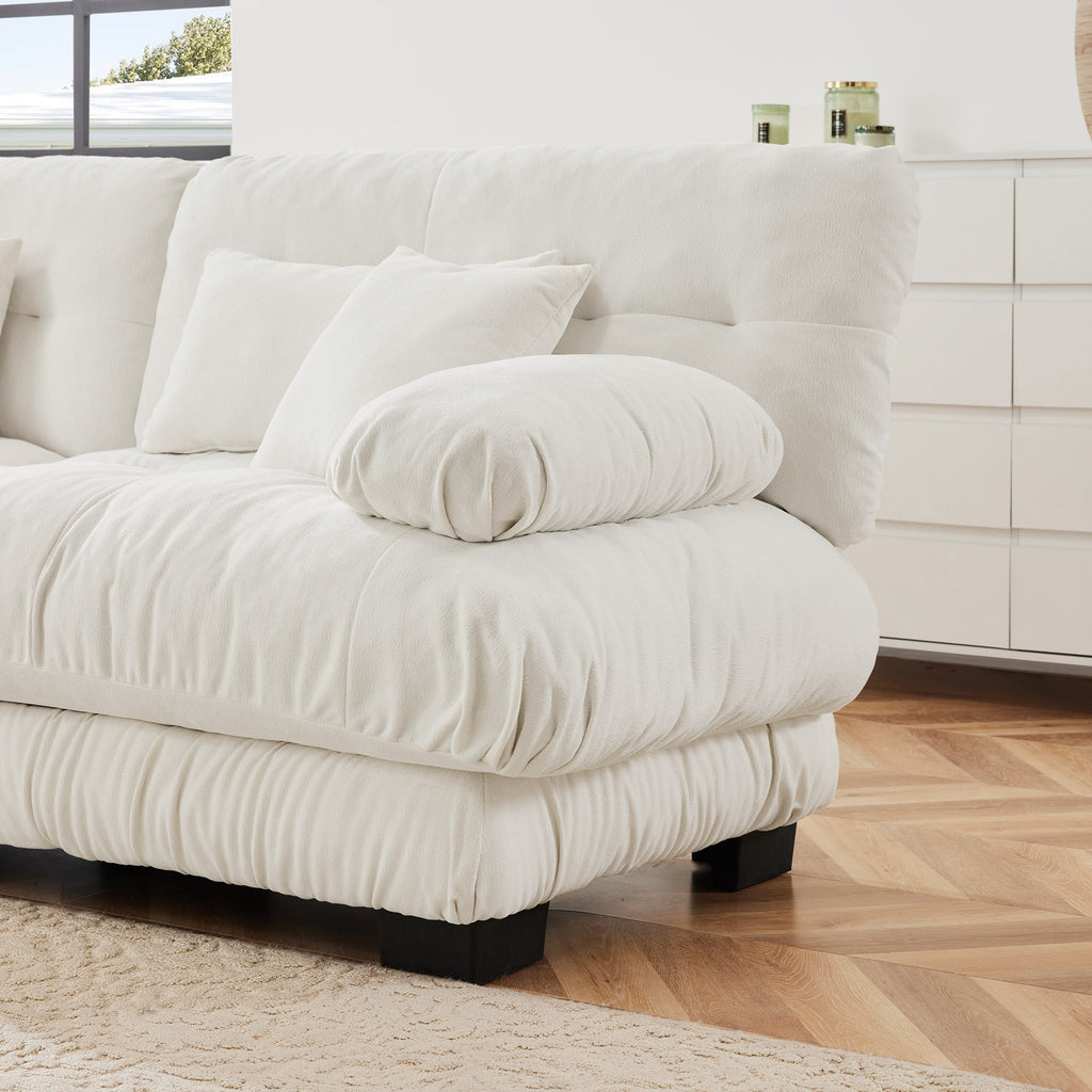 Free Combination Modular Sectional Sofa,U Shaped Couch for Living Room, 4-Seater Comfy Cloud Couch with 2 Ottomans, Chenille White