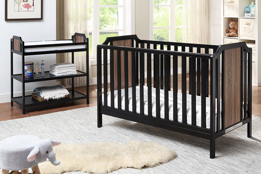 Brees Island 3-in-1 Convertible Crib Black/Brownstone