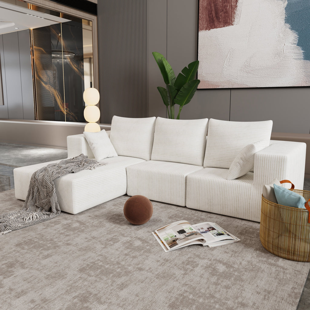 Corner combination sofa, sectional sofa ,couch sofa,sofa bed, made of high-density sponge and soft plush fabric, with multiple combinations available(beige)