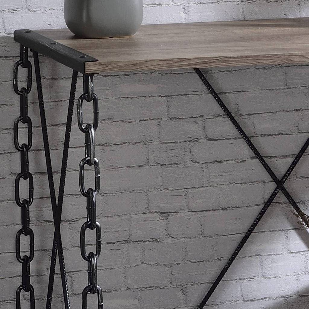 Jodie Rustic Oak & Antique Black Finish Console Table