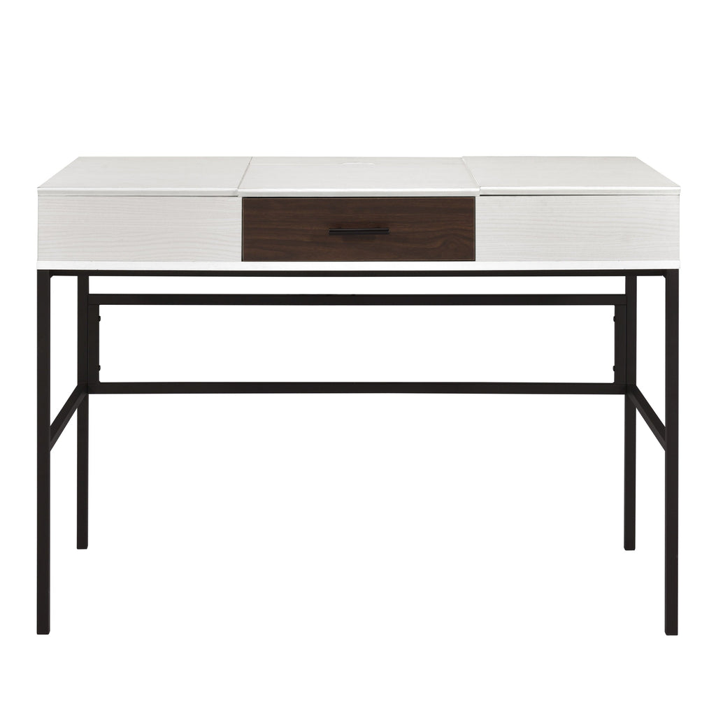 Natural and Black Writing Desk with USB Port