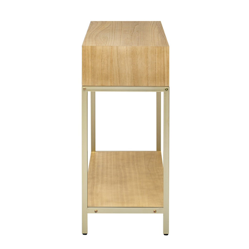 TREXM Entryway Table, Console Table with Two Drawers, Retro Hallway Table with Striking Geometric Design for Entryway and Living Room (Natural)
