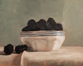 Blackberrues In A Striped Bowl Print