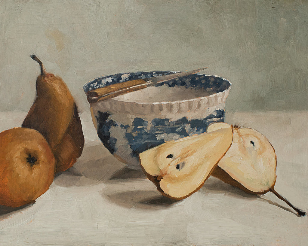 Bosc Pears And Transferware Bowl Print
