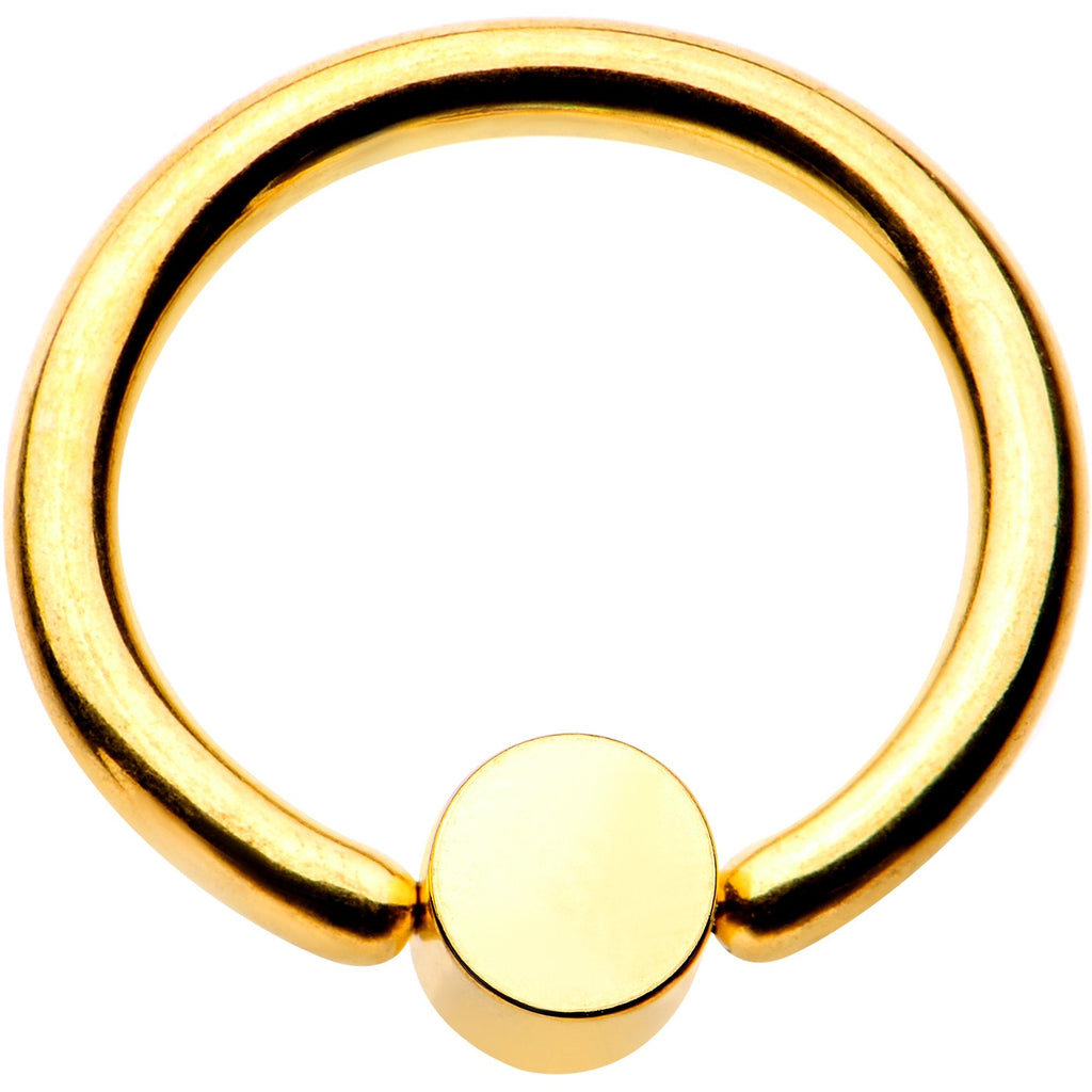 16G 5/16 White Faux Opal 3mm Disc Gold IP BCR Captive Ring