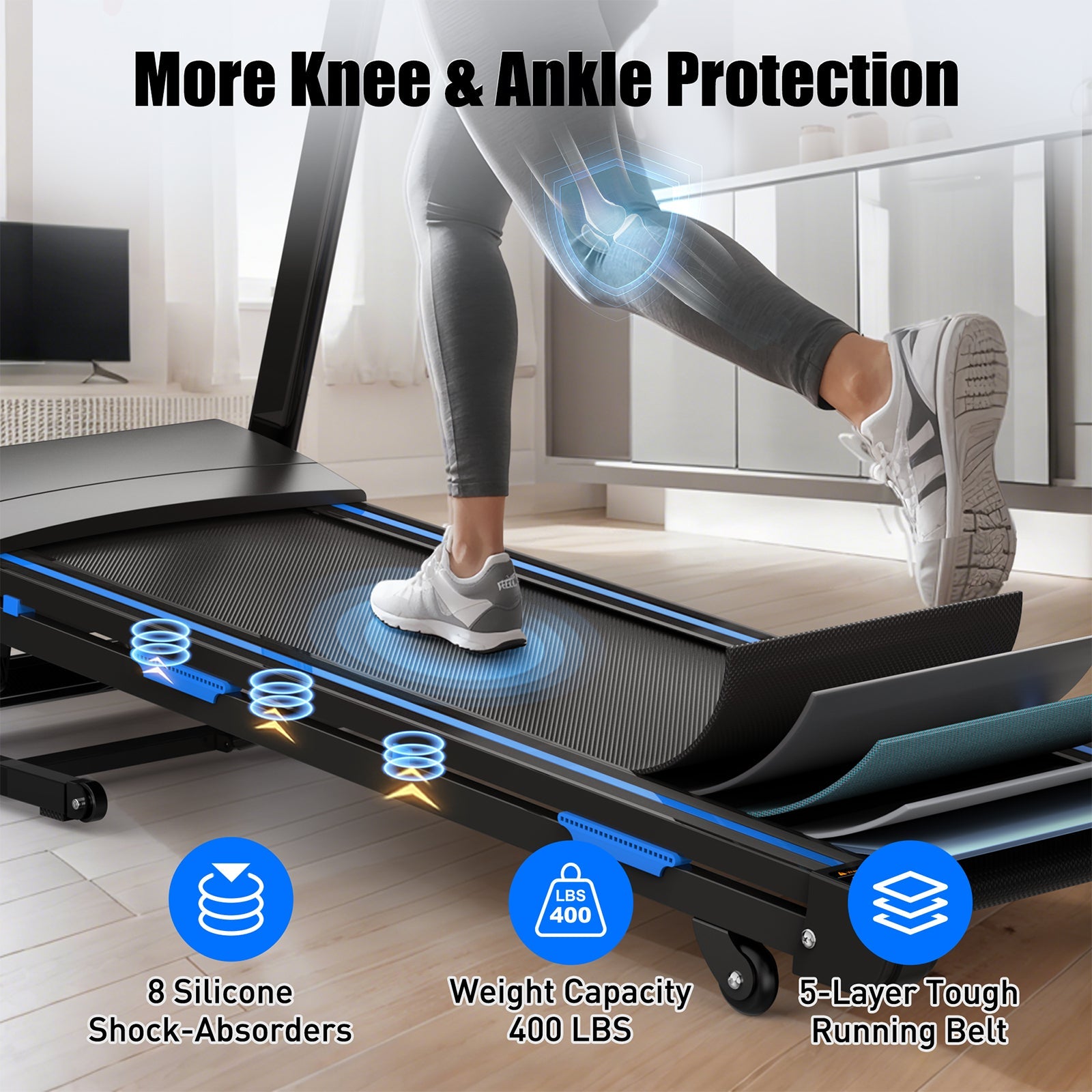 Treadmills for Home, Electric Treadmill with  Automatic Incline, Foldable 3.5HP Workout Running Machine Walking, Double Running Board Shock Absorption Pulse Sensor Bluetooth Speaker APP FITSHOW.
