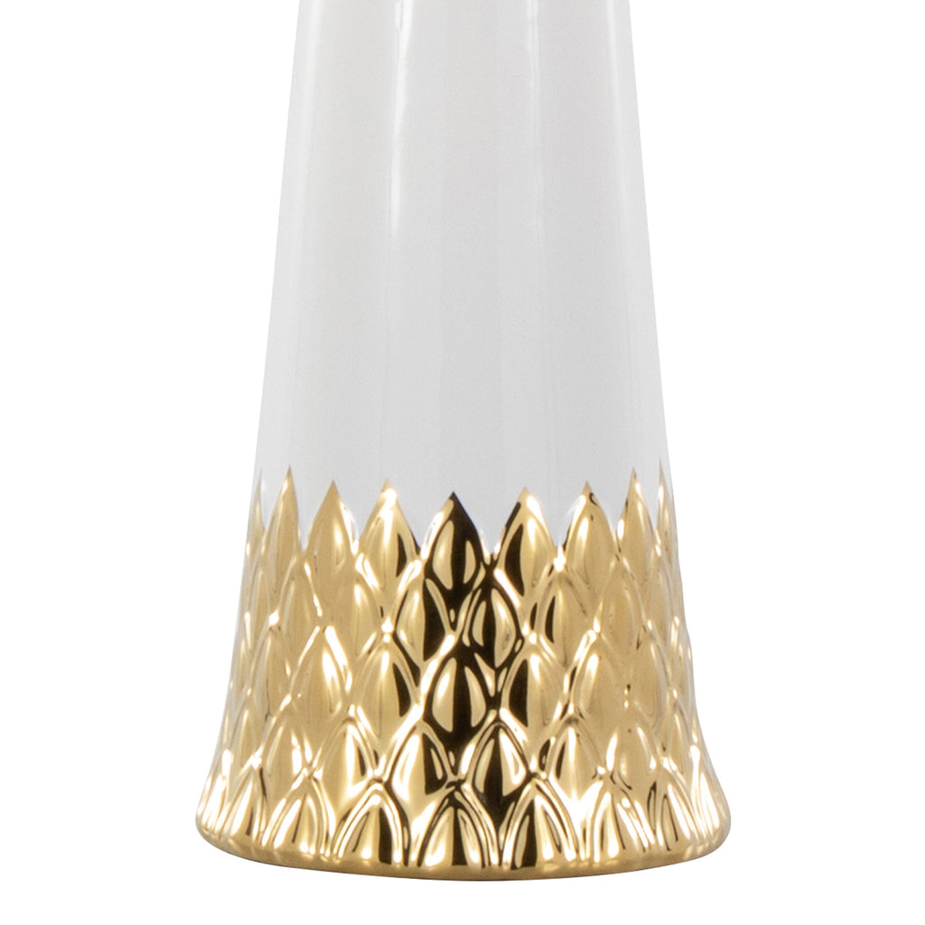 Penelope 22' Contemporary Ceramic Table Lamp with White & Gold Ceramic Body and White Shade by LumiSource