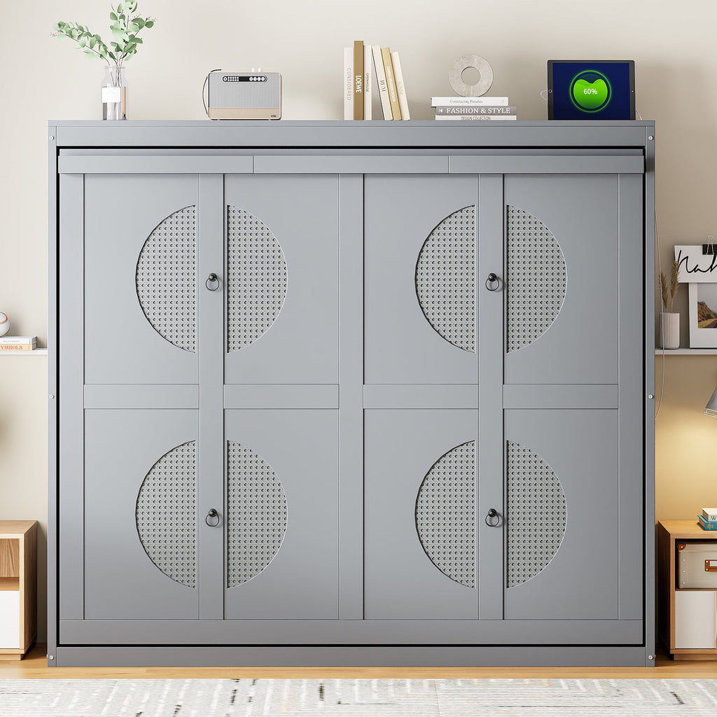 Full Size Murphy Bed Wall Bed,Gray