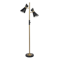 Axis Brassed Gold Floor Lamp with 4-Way Switch Double Spots with Metal Base