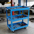 Tool Cart on Wheels, 3 Tier Rolling Mechanic Tool Cart, Heavy Duty Steel Utility Cart w/Lockable Wheels, 450 LBS Capacity Industrial Service Cart for Garage, Warehouse, Workshop (blue)