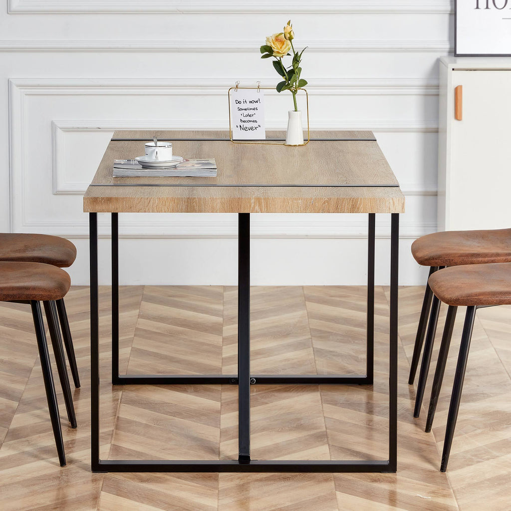 Rustic Industrial Rectangular Wood Dining Table For 4-6 Person, With 1.5' Thick Engineered Wood color Tabletop and Black Metal Legs,Desk For Kitchen Dining Living Room, 55.1' x 31.4'x 29.9'1529W115172