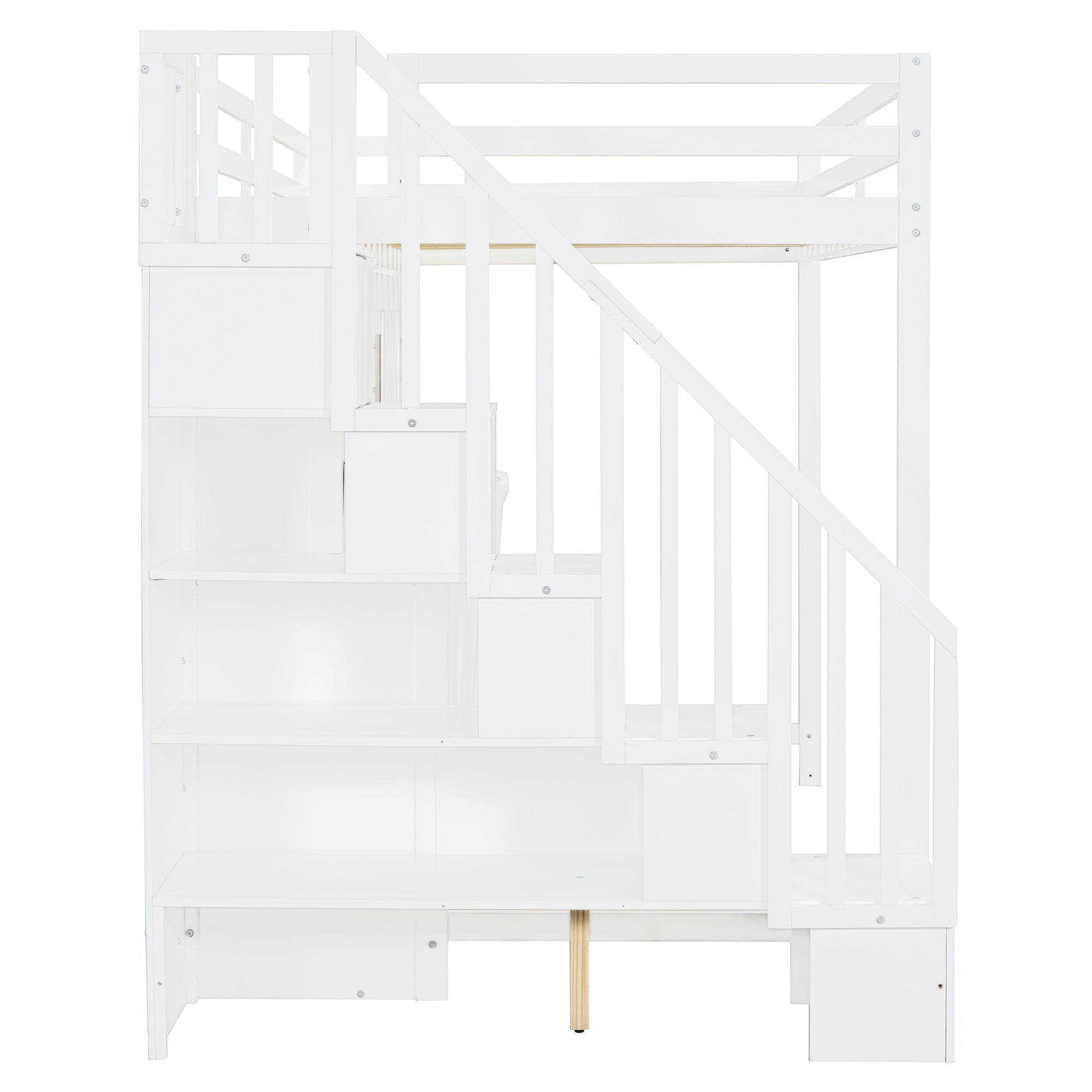 Full Over Full Size Murphy Bed with Hydraulic Lift & Desk Design, White