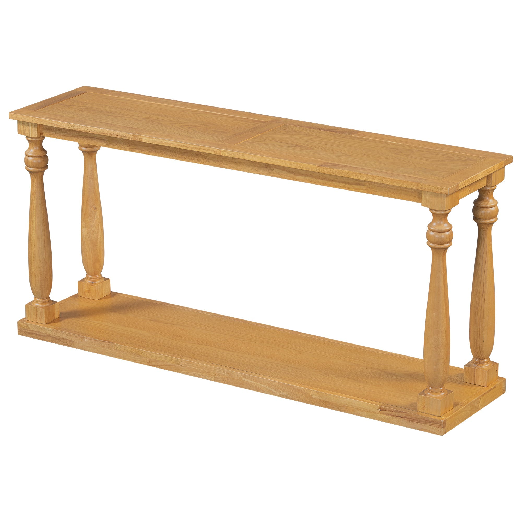 U_STYLE Vintage Wood Grain Console Table with Bottom Shelf and Four Vase Legs, Suitable for Entryway, Hallway, Living Room, Bedroom
