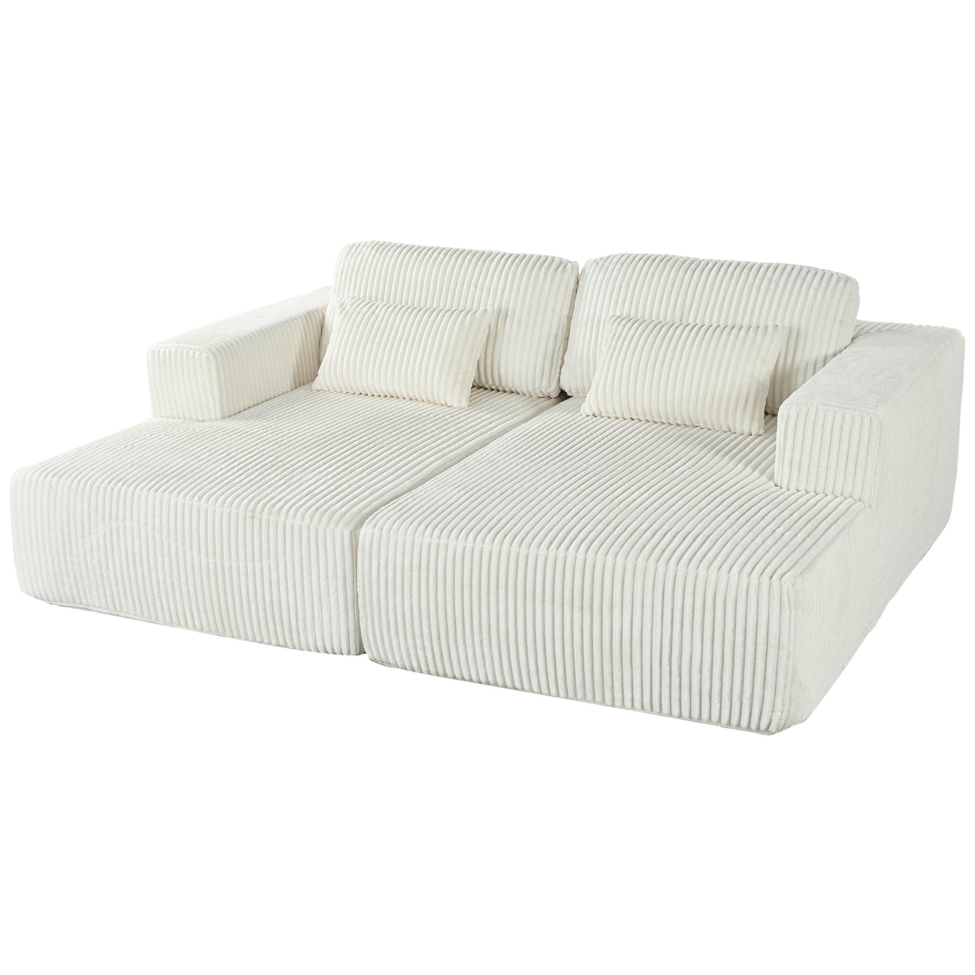 U_Style Corduroy Double Sofa Bed with 2 Pillows, Perfect for Living Rooms, Apartments, Offices