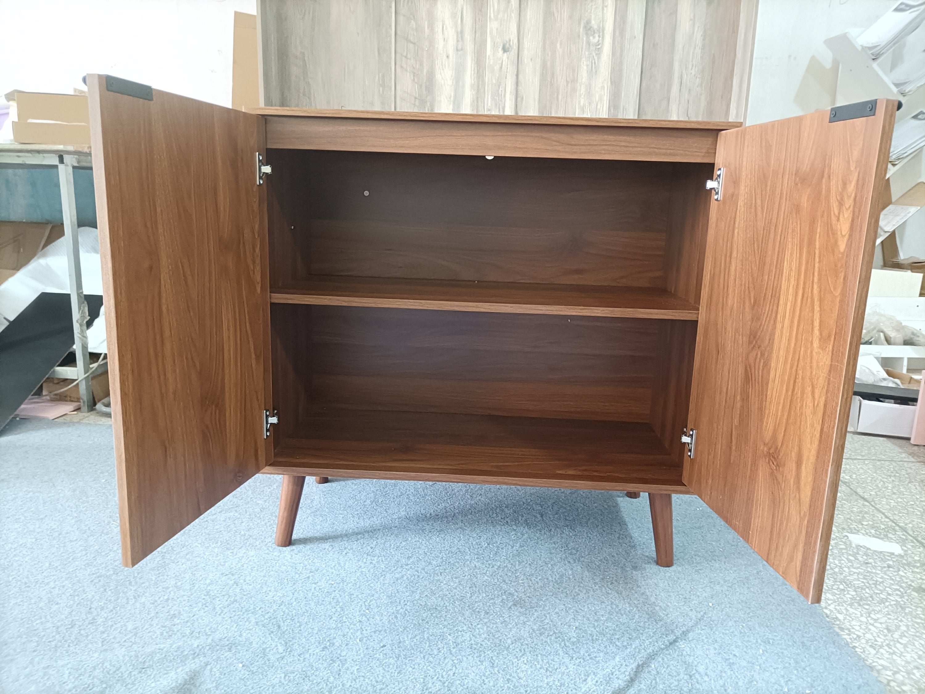 Farmhouse Style Sideboard Buffet Cabinet with Storage, Walnut Wood Coffee Bar Cabinet, 31.5' W