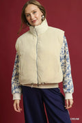 Umgee High Neck Puffer Vest with Zip Front