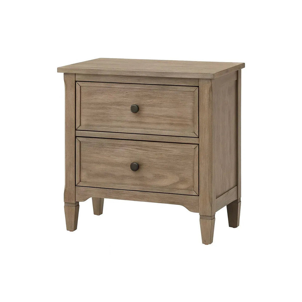 Transitional Twin Size Bed w Trundle 2x Nightstands Warm Gray Bedroom Furniture Wood Grain Texture 3pc Set