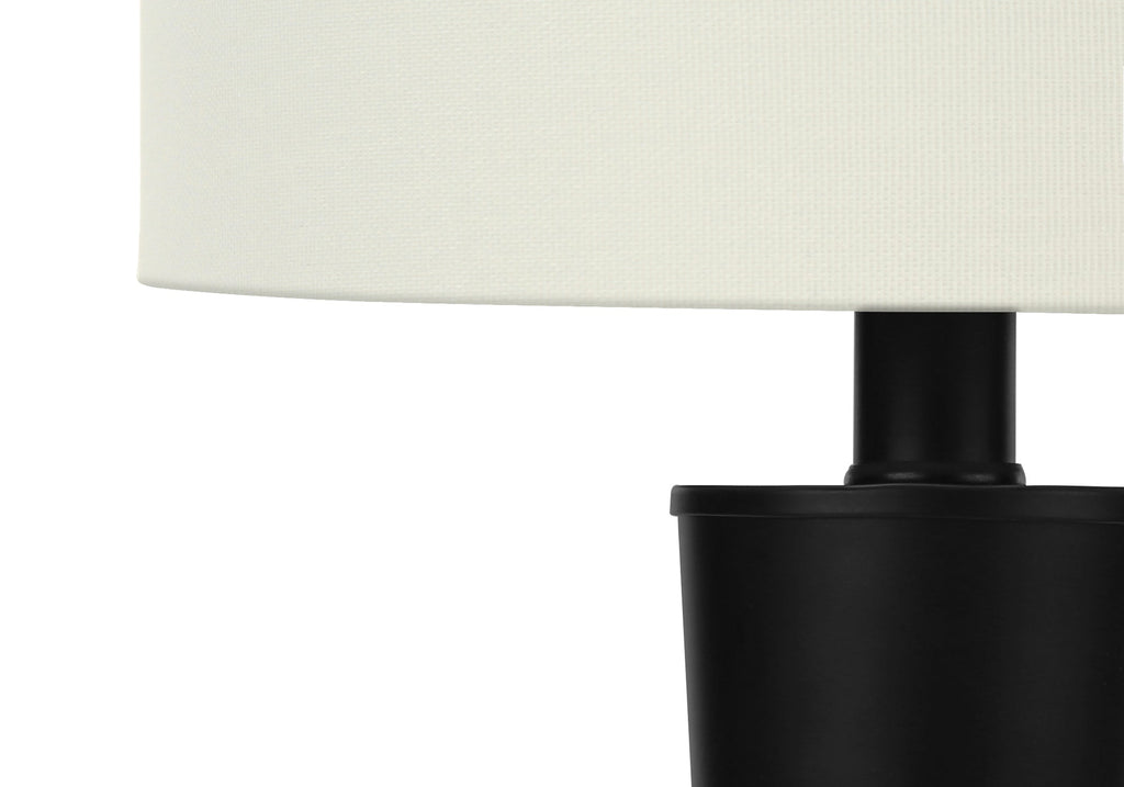 Lighting, Set Of 2, 24'h, Table Lamp, Usb Port Included, Black Metal, Ivory / Cream Shade, Contemporary