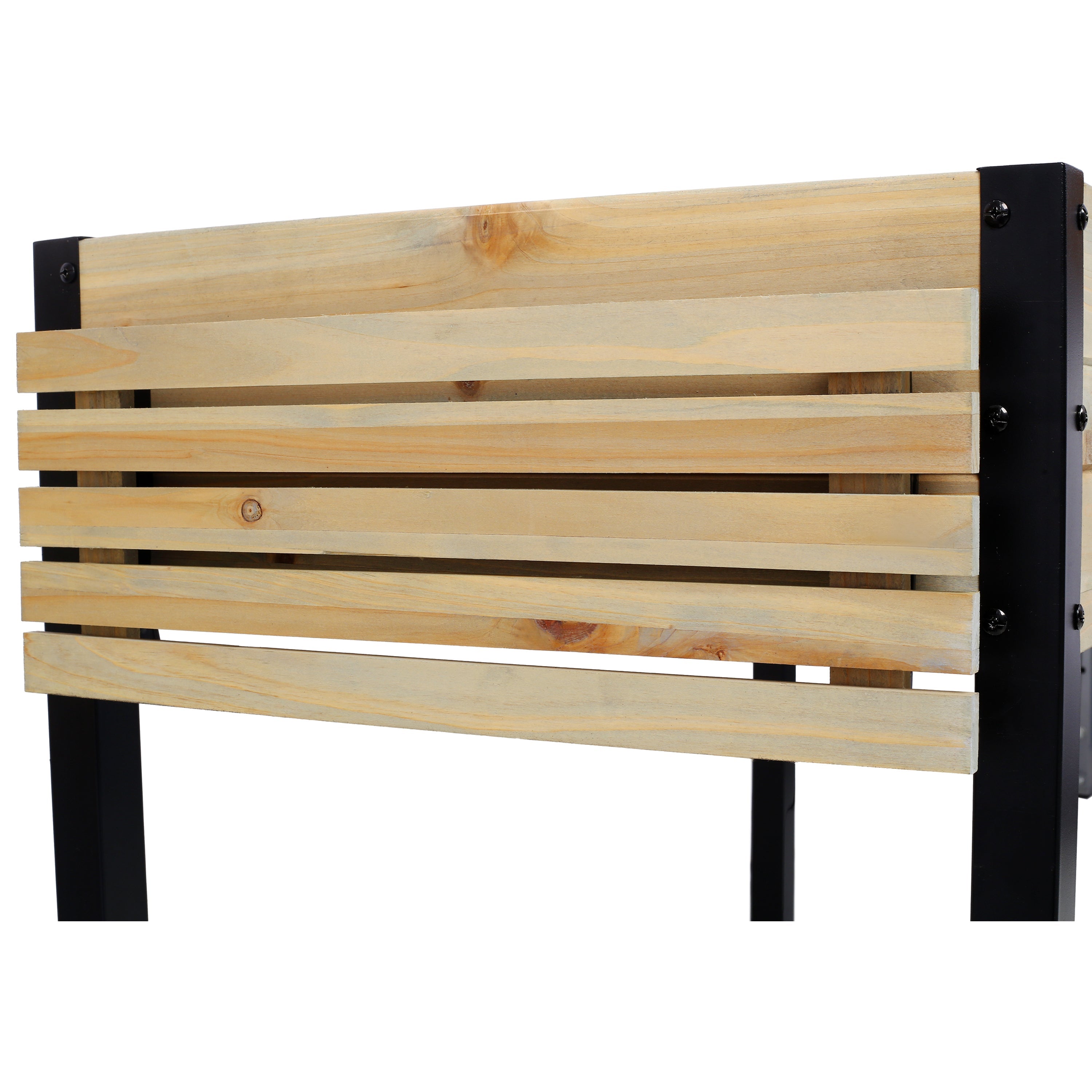 Raised Garden Bed with Metal Legs and Folding Storage Shelf for Outdoor Patio, Deck, Balcony