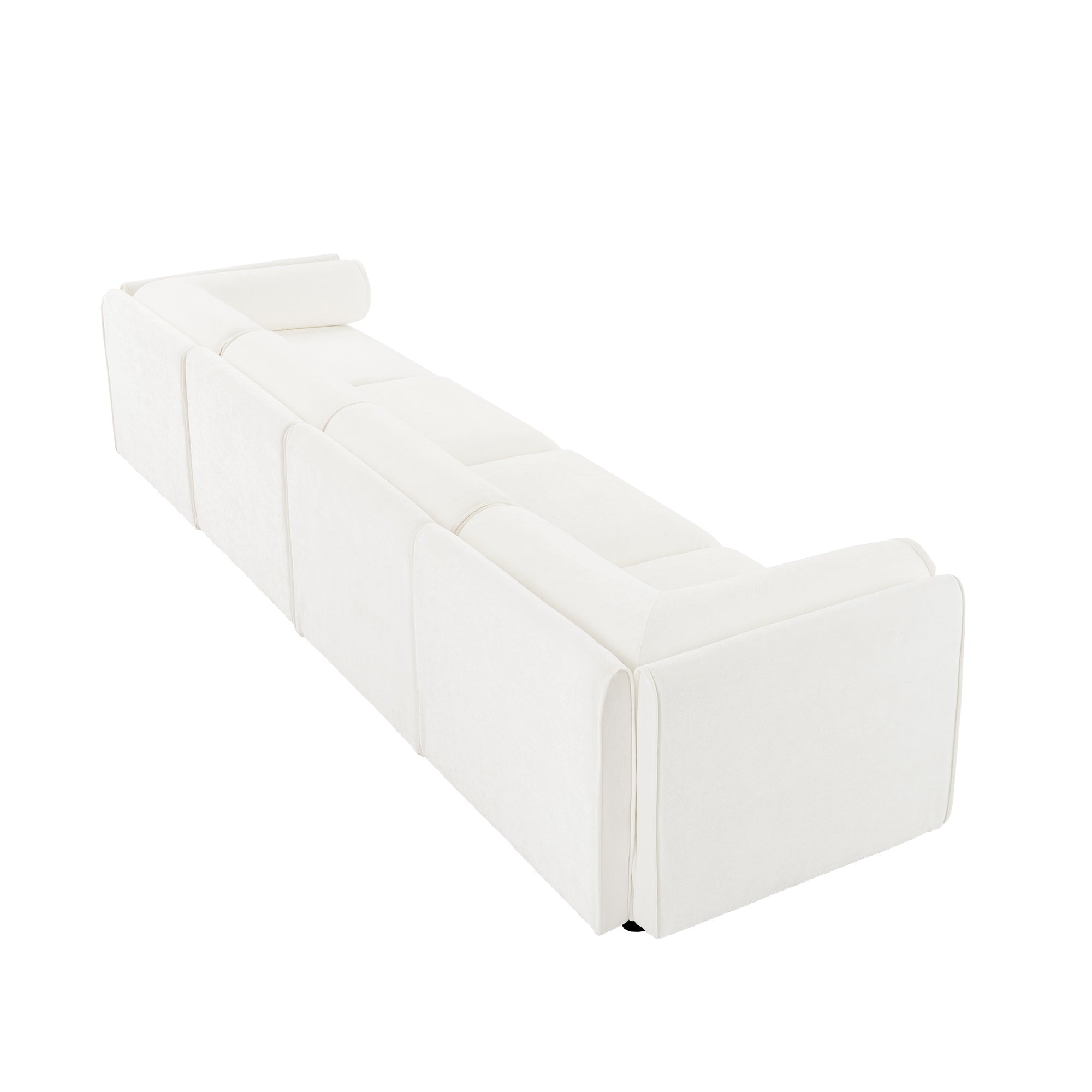 Modular Sectional Sofa with Storage, Cylindrical Backrest and Armrests Deep Comfortable Seating,Durable and Supportive for Living Room,4 Seat L- Shaped Sofa, White