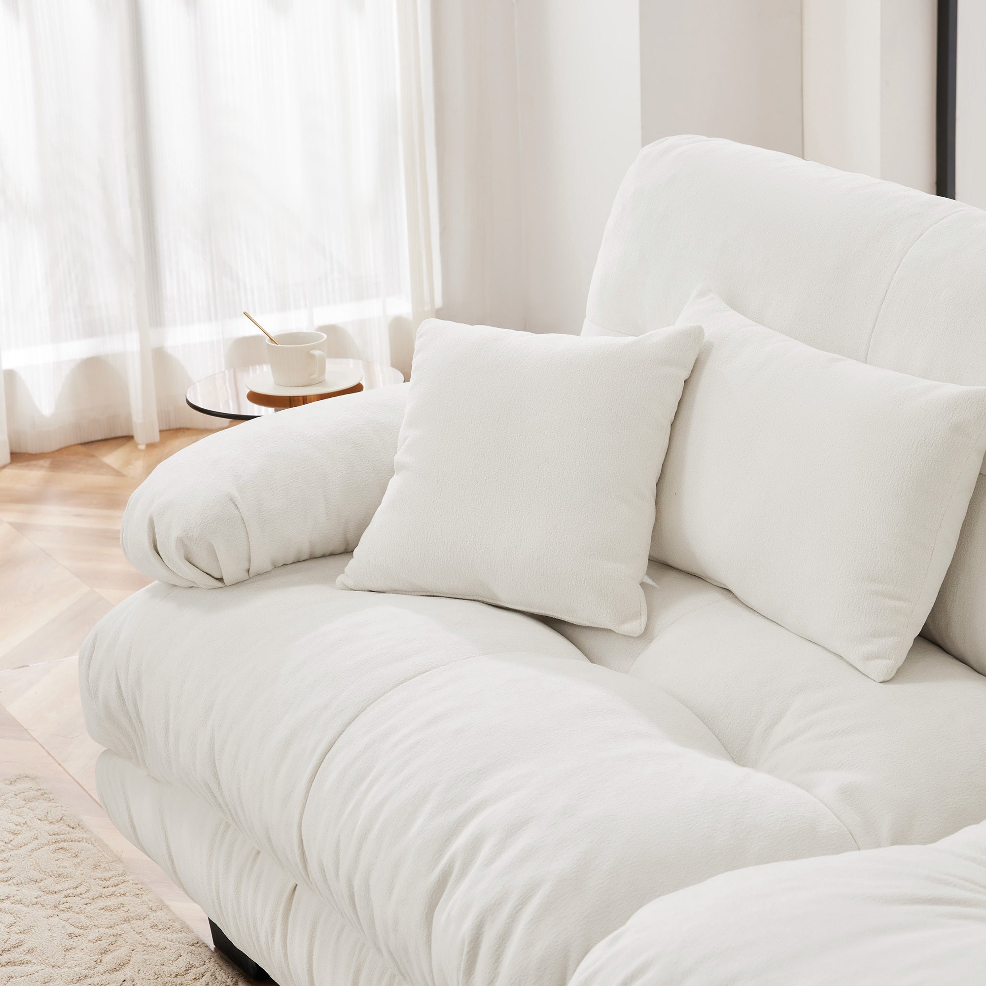 Free Combination Modular Sectional Sofa,U Shaped Couch for Living Room, 4-Seater Comfy Cloud Couch with 2 Ottomans, Chenille White