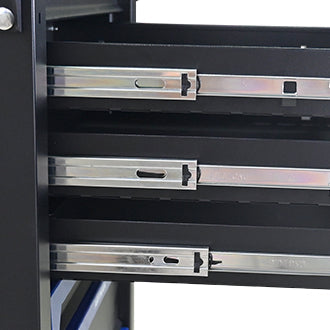 30-inch 7-drawer Iron-top Practical Rolling Steel Tool Cart, With Handle and Wheels, Storage Cabinet for Garages, Warehouses, Repair Shops, Requires Assembly of the the Tool Cart - Black & Blue