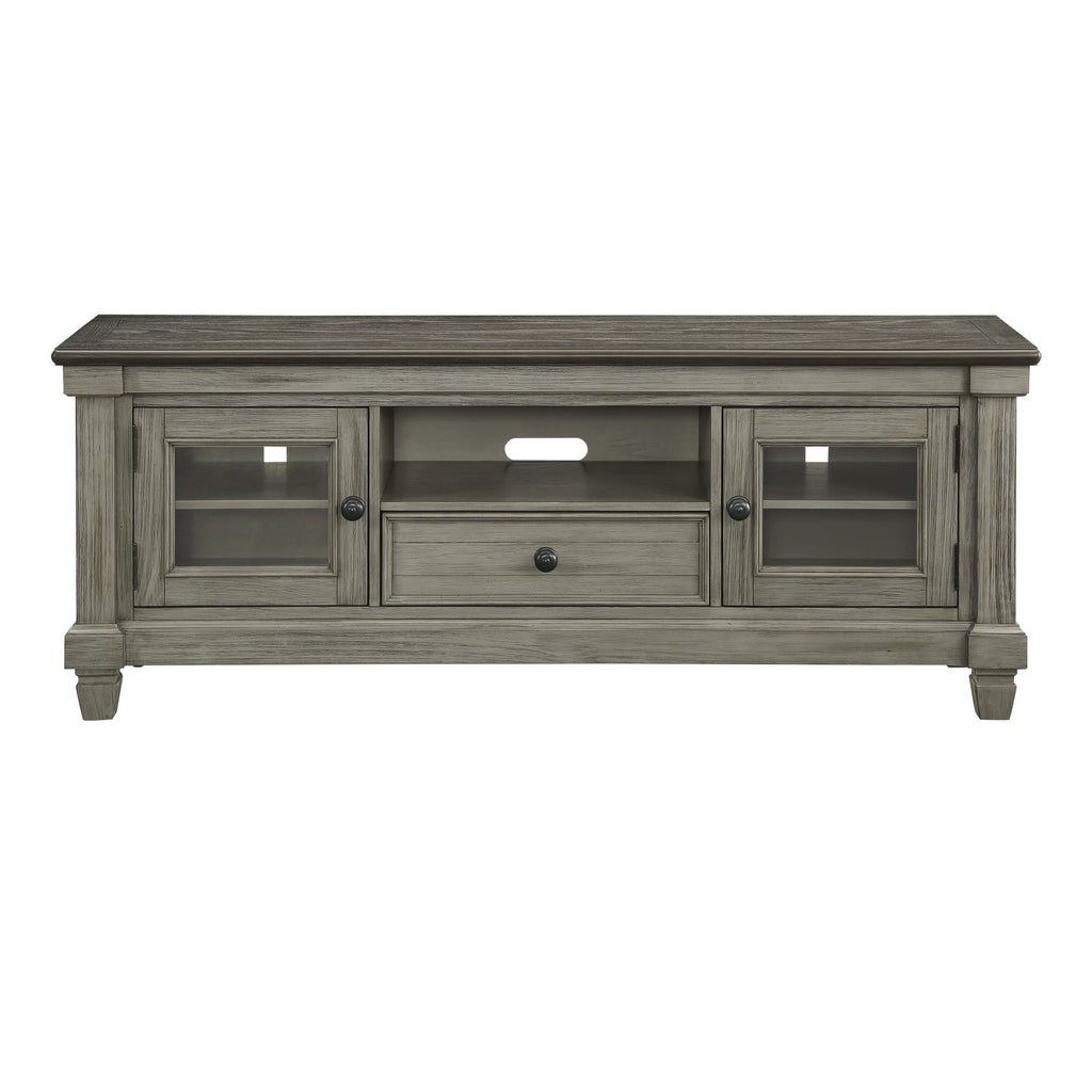1pc TV Stand with Drawer Storage Cabinets Wooden Living Room Furniture, Coffee and Antique Gray Finish TV Console Table