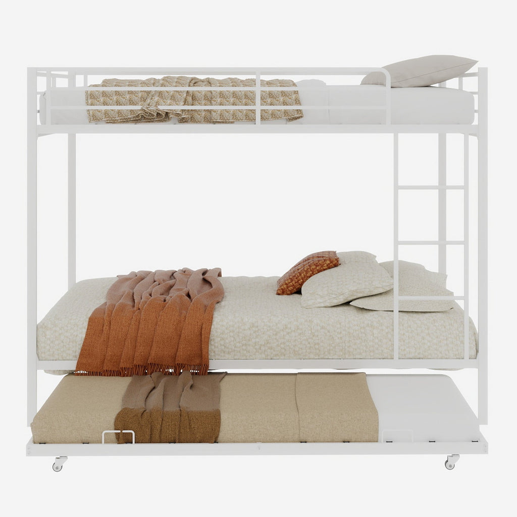 Durable Square Tube Iron Bunk Bed Featuring Safety Rails, Modern Minimalist Look, Ideal for Kids Room, Guest Room or Shared Space, Easy Assembly & Long - Lasting Performance-Queen size: 153cm*203cm
