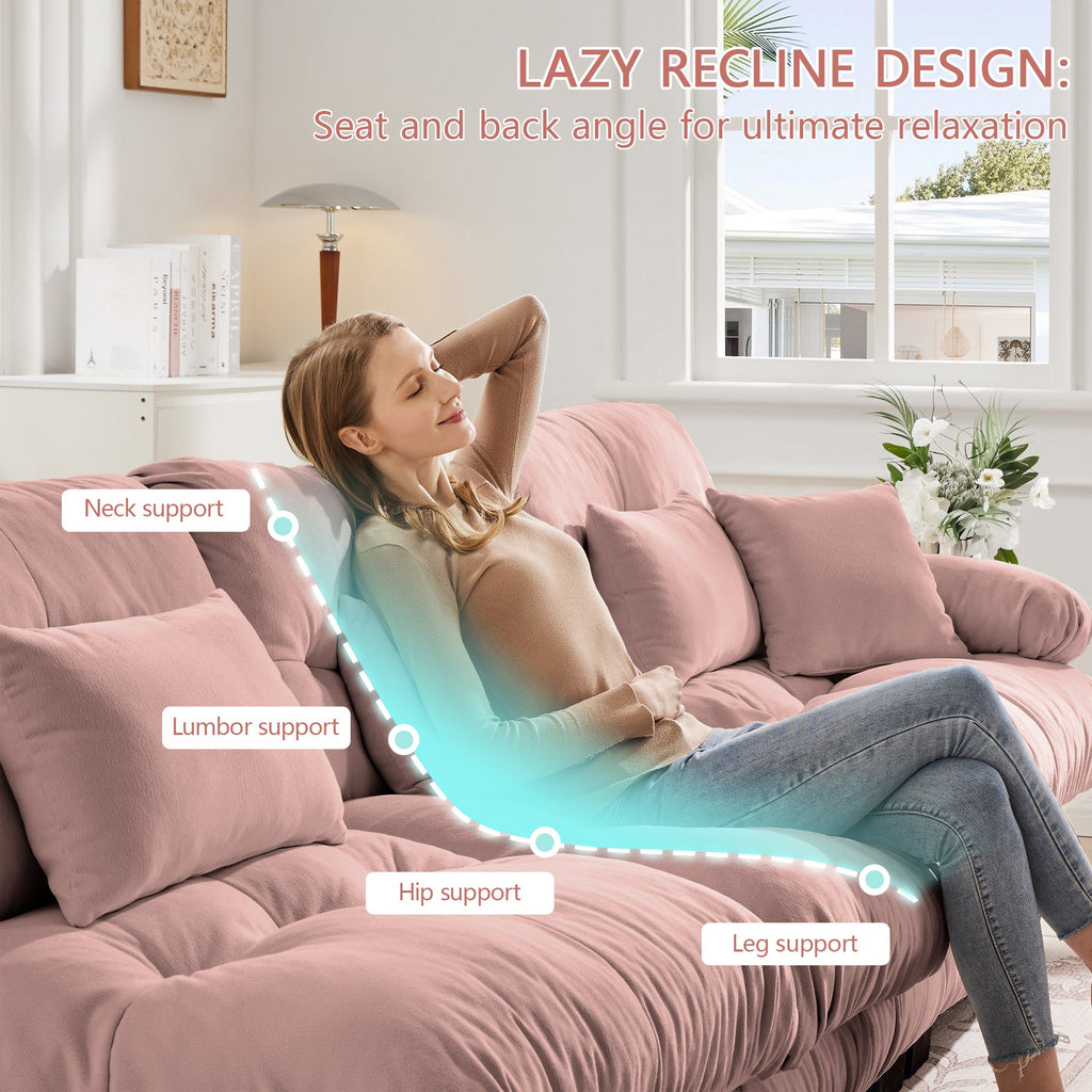 Free Combination Modular Sectional Sofa,U Shaped Couch for Living Room, 4-Seater Comfy Cloud Couch with 2 Ottomans, Chenille Pink