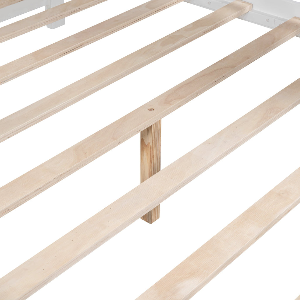 Wooden Full Size House Bed with 2 Drawers,Kids Bed with Storage Shelf, White(Old SKU: HL000052AAK)