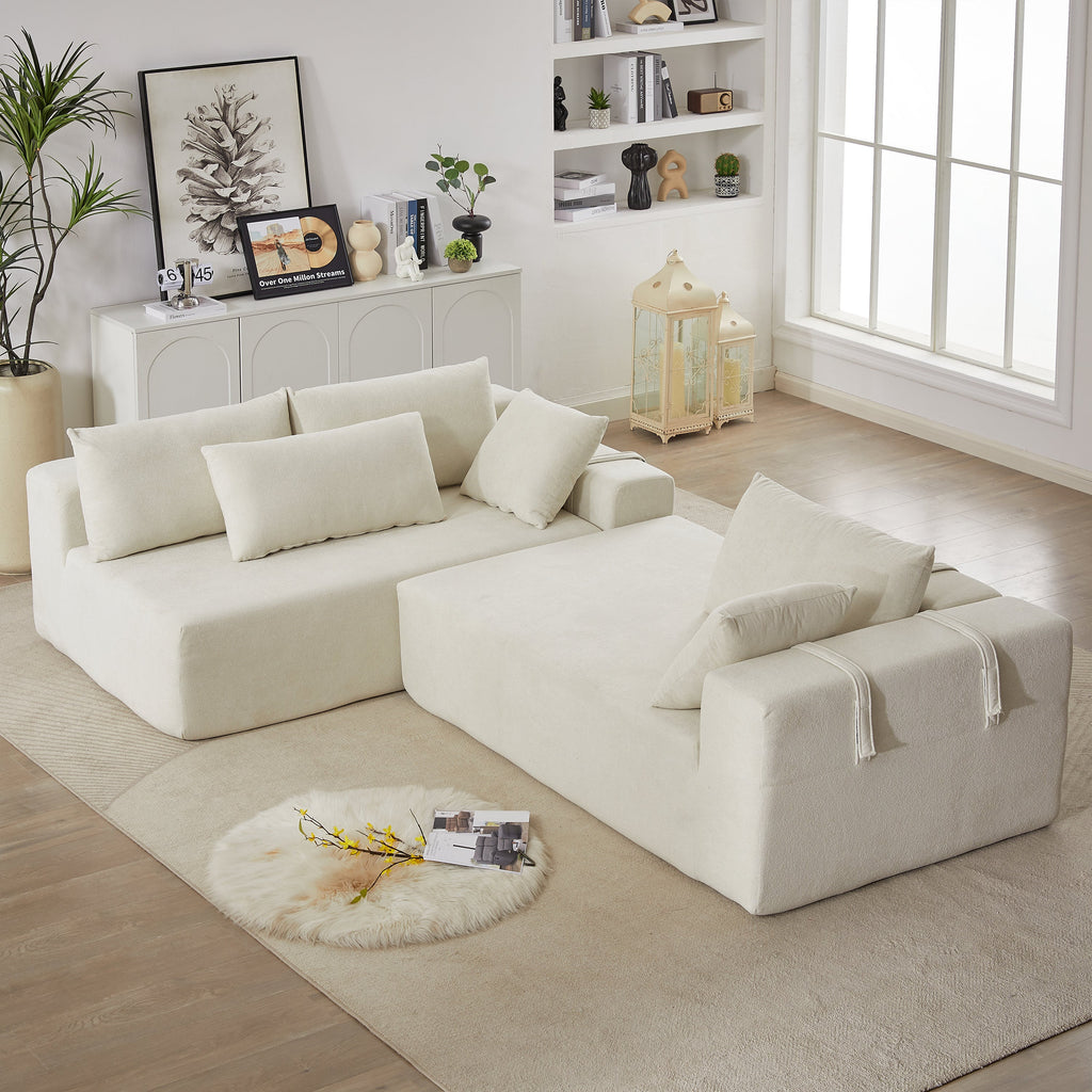 Modern Chenille Upholstered Sectional Sofa Couch Set,Modular 108' L Shaped Sectional Living Room Sofa Set With 6 Pillows,Free Combination Sofa Couch for Living Room,Bedroom(Left Chaise)