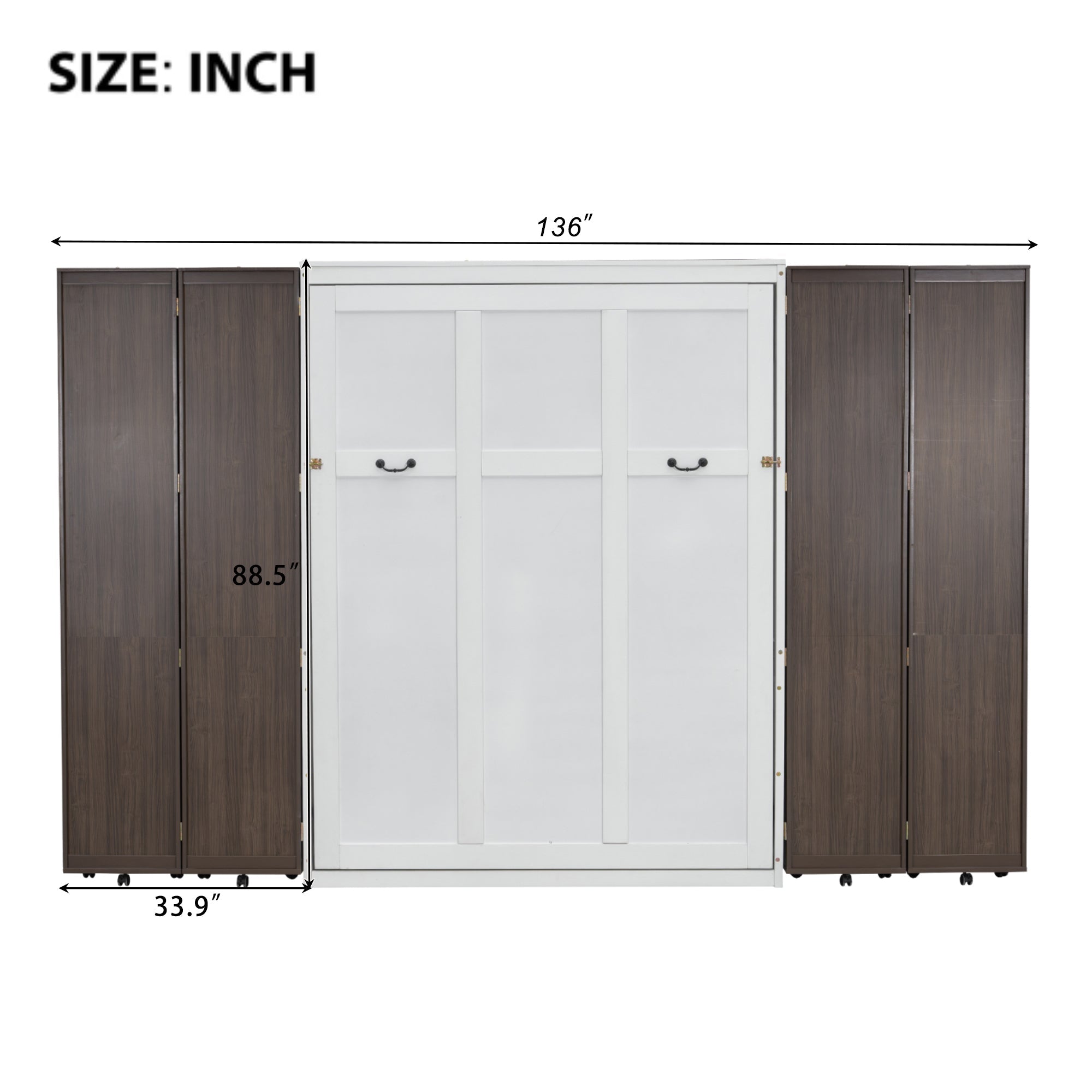 Queen Murphy Bed Wall Bed with Storage Doors, Espresso